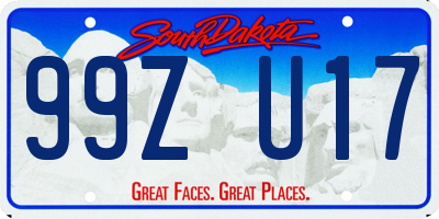 SD license plate 99ZU17