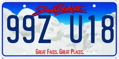 SD license plate 99ZU18