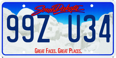 SD license plate 99ZU34