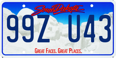 SD license plate 99ZU43