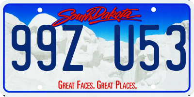 SD license plate 99ZU53