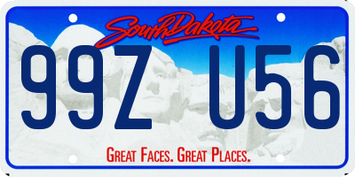 SD license plate 99ZU56
