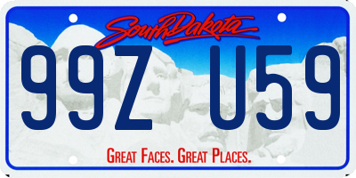 SD license plate 99ZU59