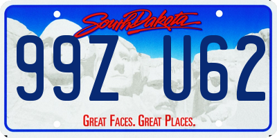 SD license plate 99ZU62