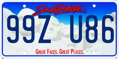 SD license plate 99ZU86