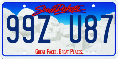 SD license plate 99ZU87