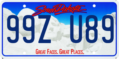 SD license plate 99ZU89