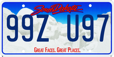 SD license plate 99ZU97