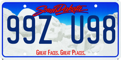 SD license plate 99ZU98