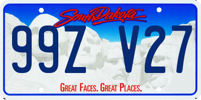 SD license plate 99ZV27