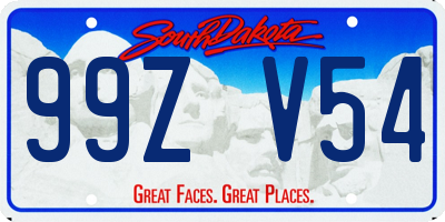 SD license plate 99ZV54