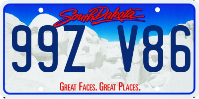 SD license plate 99ZV86