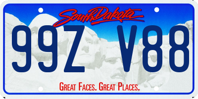 SD license plate 99ZV88