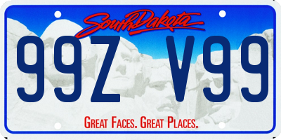 SD license plate 99ZV99