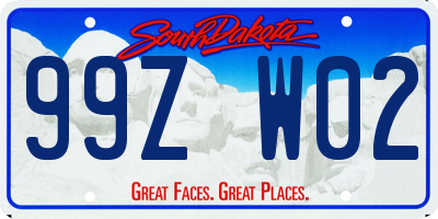 SD license plate 99ZW02