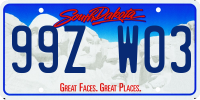 SD license plate 99ZW03
