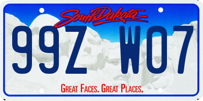 SD license plate 99ZW07