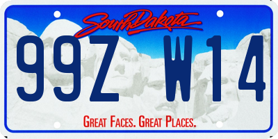 SD license plate 99ZW14
