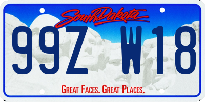 SD license plate 99ZW18