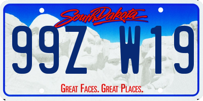 SD license plate 99ZW19