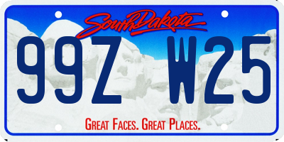 SD license plate 99ZW25