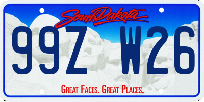 SD license plate 99ZW26
