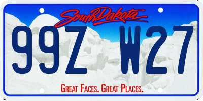 SD license plate 99ZW27