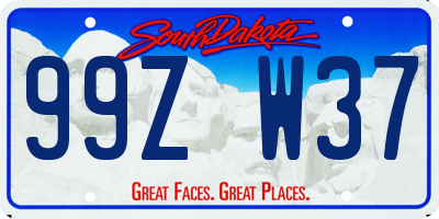 SD license plate 99ZW37