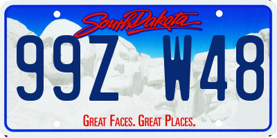 SD license plate 99ZW48