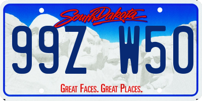 SD license plate 99ZW50