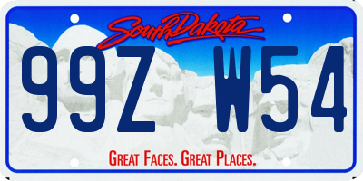 SD license plate 99ZW54