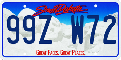 SD license plate 99ZW72