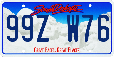 SD license plate 99ZW76
