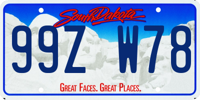 SD license plate 99ZW78