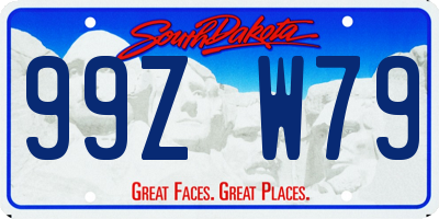 SD license plate 99ZW79