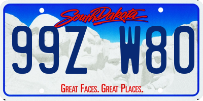 SD license plate 99ZW80