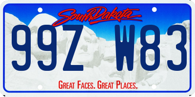 SD license plate 99ZW83