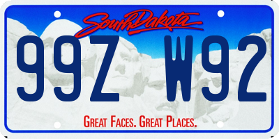 SD license plate 99ZW92