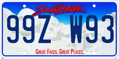 SD license plate 99ZW93