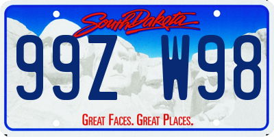 SD license plate 99ZW98