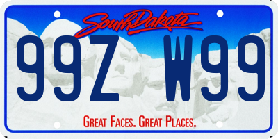 SD license plate 99ZW99