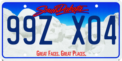 SD license plate 99ZX04