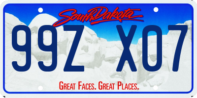 SD license plate 99ZX07