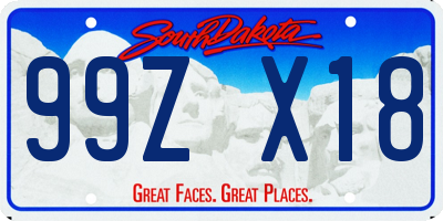 SD license plate 99ZX18