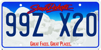 SD license plate 99ZX20
