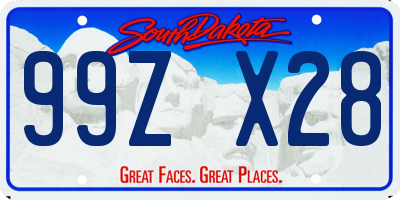 SD license plate 99ZX28