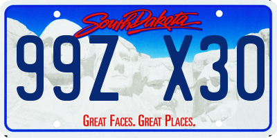 SD license plate 99ZX30
