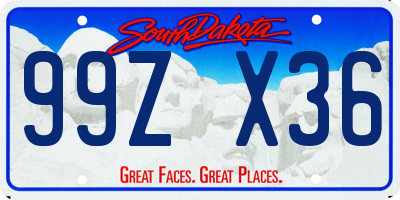 SD license plate 99ZX36