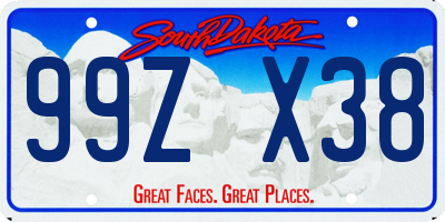 SD license plate 99ZX38