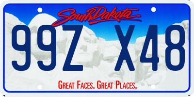 SD license plate 99ZX48